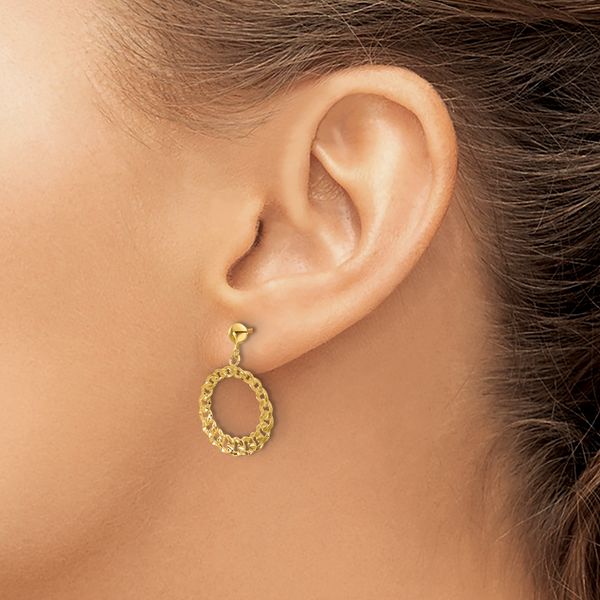 Leslie's 14K Polished and Diamond-cut Circles Dangle Post Earrings - Image 3