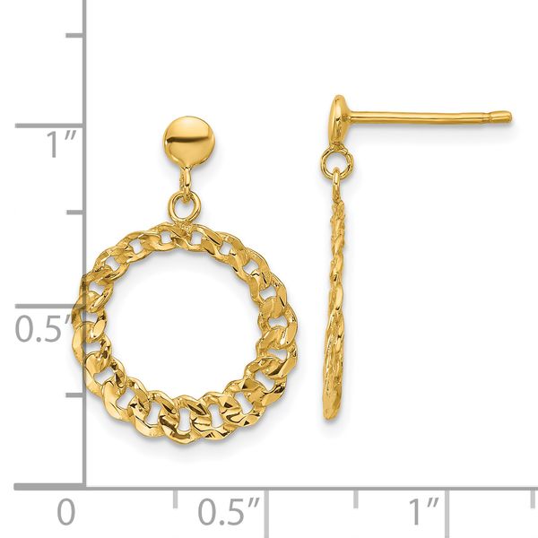 Leslie's 14K Polished and Diamond-cut Circles Dangle Post Earrings - Image 4