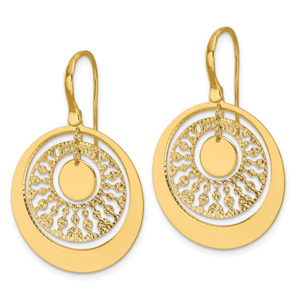 Leslie's 14K Polished and Diamond-cut Circles Dangle Earrings - Image 2