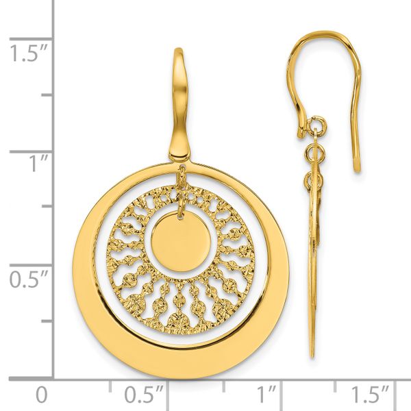 Leslie's 14K Polished and Diamond-cut Circles Dangle Earrings - Image 4