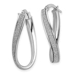 Leslie's 14K White Gold Polished Glimmer Infused Oval Hoop Earrings - Image 2