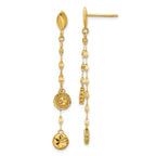 Leslie's 14K Polished and Diamond-cut Disc Dangle Post Earrings