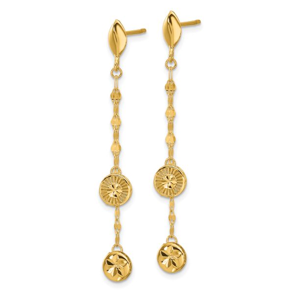 Leslie's 14K Polished and Diamond-cut Disc Dangle Post Earrings - Image 2