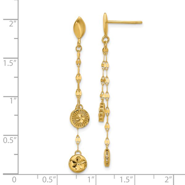 Leslie's 14K Polished and Diamond-cut Disc Dangle Post Earrings - Image 4