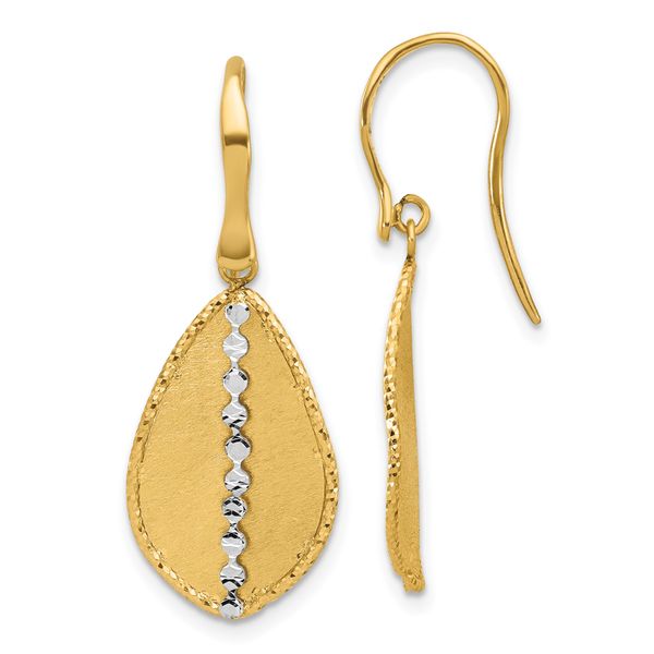 Leslie's 14K Two-tone Polished and Satin Teardrop Dangle Earrings