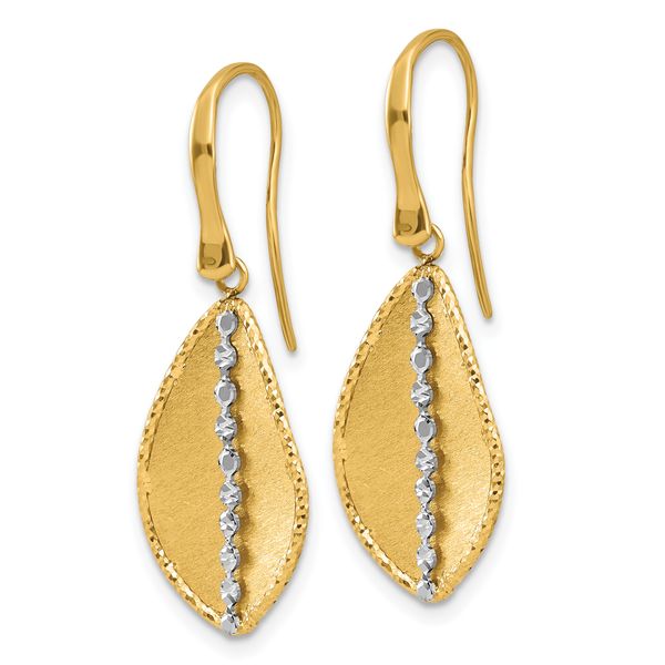 Leslie's 14K Two-tone Polished and Satin Teardrop Dangle Earrings - Image 2
