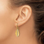Leslie's 14K Two-tone Polished and Satin Teardrop Dangle Earrings - Image 3