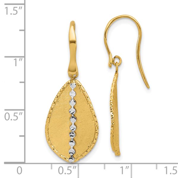 Leslie's 14K Two-tone Polished and Satin Teardrop Dangle Earrings - Image 4