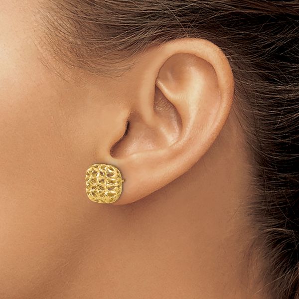 Leslie's 14K Polished Puffed Square Post Earrings - Image 3