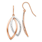 Leslie's 14K Two-tone White/Rose Polish/Textured Wire Dangle Earrings