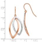 Leslie's 14K Two-tone White/Rose Polish/Textured Wire Dangle Earrings - Image 4
