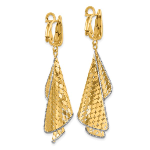 Leslie's 14K Two-tone Polished & D/C Post Omega Dangle Earrings - Image 4