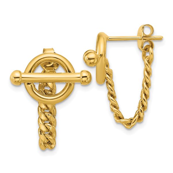 Leslie's 14K Polished Toggle Chain Post Earrings
