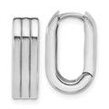 Leslie's 14K WG Polished / Grooved Hinged Huggie Hoop Earrings