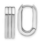 Leslie's 14K WG Polished / Grooved Hinged Huggie Hoop Earrings