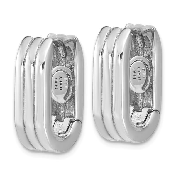 Leslie's 14K WG Polished / Grooved Hinged Huggie Hoop Earrings - Image 2