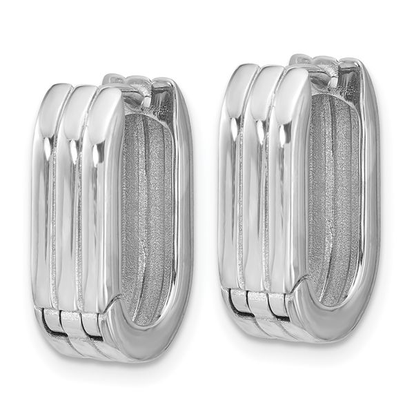 Leslie's 14K WG Polished / Grooved Hinged Huggie Hoop Earrings - Image 4
