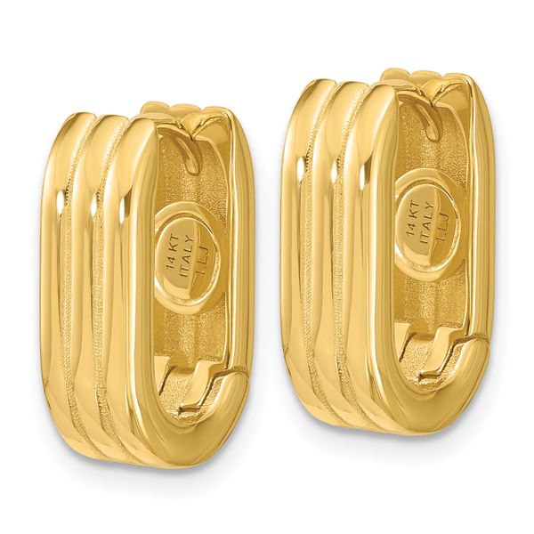 Leslie's 14K Polished / Grooved Hinged Huggie Hoop Earrings - Image 2
