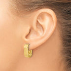 Leslie's 14K Polished / Grooved Hinged Huggie Hoop Earrings - Image 3
