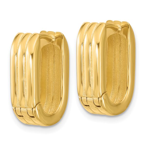 Leslie's 14K Polished / Grooved Hinged Huggie Hoop Earrings - Image 4