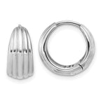 Leslie's 14K WG Polished/Grooved Round Huggie Hoop Earrings