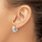Leslie's 14K WG Polished/Grooved Round Huggie Hoop Earrings - Image 3