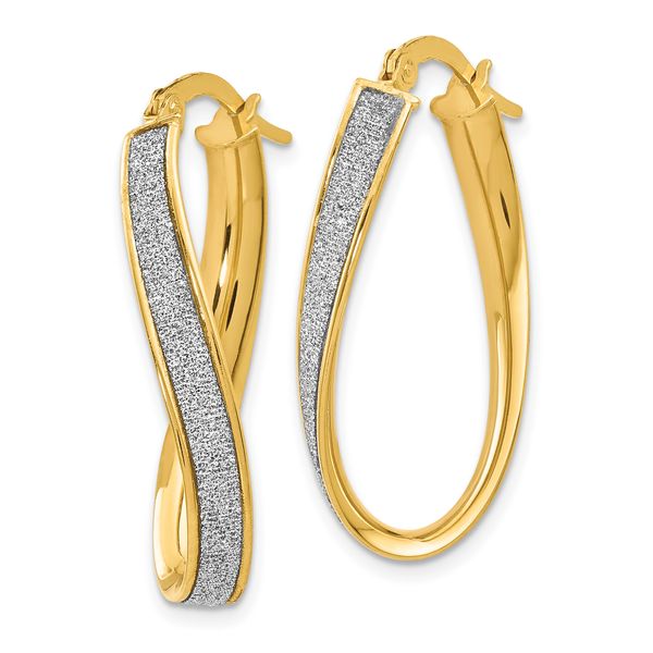Leslie's 14K Polished Glimmer Infused Oval Twist Hoop Earrings - Image 2