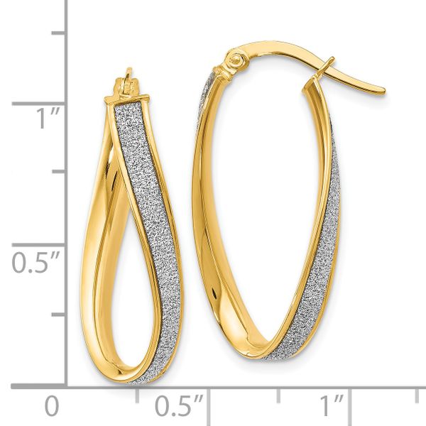 Leslie's 14K Polished Glimmer Infused Oval Twist Hoop Earrings - Image 4