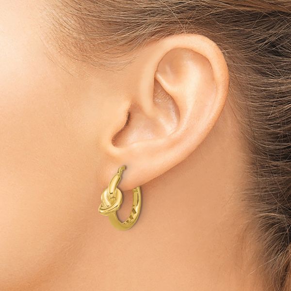 Leslie's 14K Polished Hollow Knot Round Hoop Earrings - Image 3
