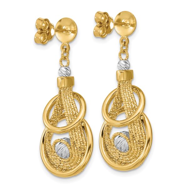 Leslie's 14K TT Polished/Dia-cut Fancy Teardrop Dangle Post Earrings - Image 4
