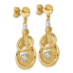 Leslie's 14K TT Polished/Dia-cut Fancy Teardrop Dangle Post Earrings - Image 4