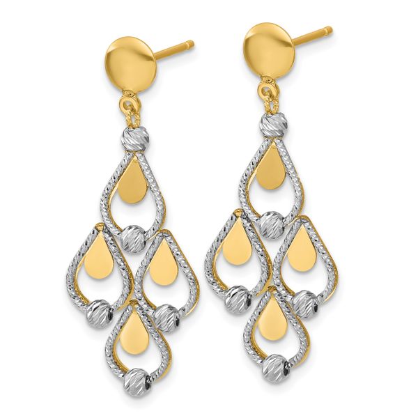 Leslie's 14K TT Polished / Dia-cut Chandelier Dangle Post Earrings - Image 2