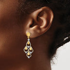Leslie's 14K TT Polished / Dia-cut Chandelier Dangle Post Earrings - Image 3