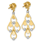 Leslie's 14K TT Polished / Dia-cut Chandelier Dangle Post Earrings - Image 4