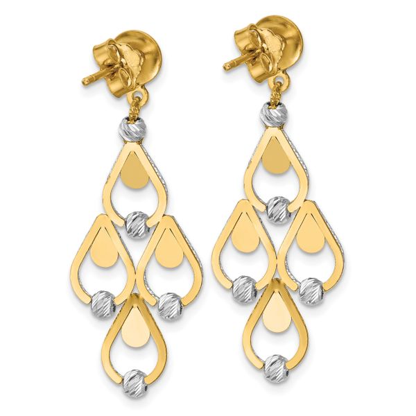 Leslie's 14K TT Polished / Dia-cut Chandelier Dangle Post Earrings - Image 4