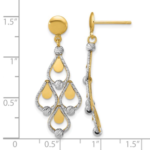 Leslie's 14K TT Polished / Dia-cut Chandelier Dangle Post Earrings - Image 5