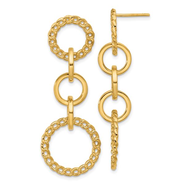 Leslie's 14K Polished Fancy Circle Link Dangle Post Earrings