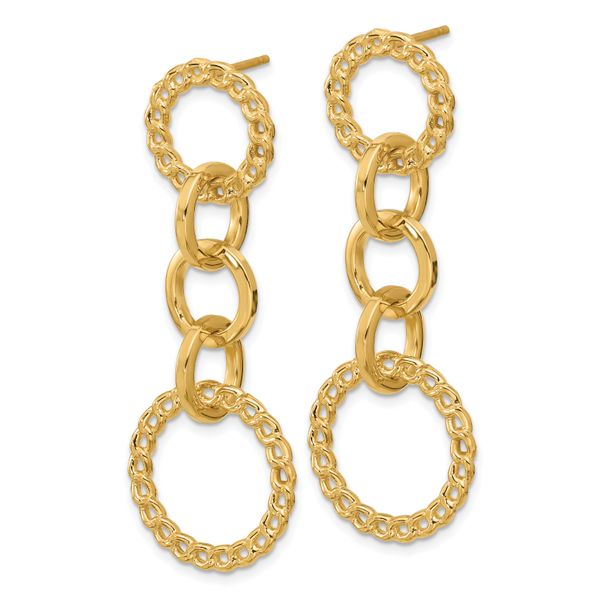 Leslie's 14K Polished Fancy Circle Link Dangle Post Earrings - Image 2