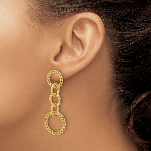 Leslie's 14K Polished Fancy Circle Link Dangle Post Earrings - Image 3