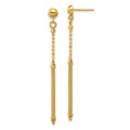 Leslie's 14K Polish/Texture/Dia-cut Bead w/Bar Dangle Post Earrings