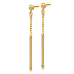 Leslie's 14K Polish/Texture/Dia-cut Bead w/Bar Dangle Post Earrings - Image 2