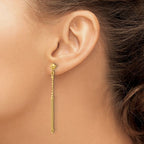 Leslie's 14K Polish/Texture/Dia-cut Bead w/Bar Dangle Post Earrings - Image 3