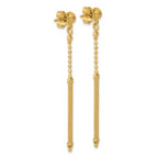 Leslie's 14K Polish/Texture/Dia-cut Bead w/Bar Dangle Post Earrings - Image 4