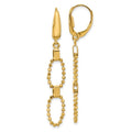 Leslie's 14K Polished/Dia-cut Beaded Link Dangle Leverback Earrings