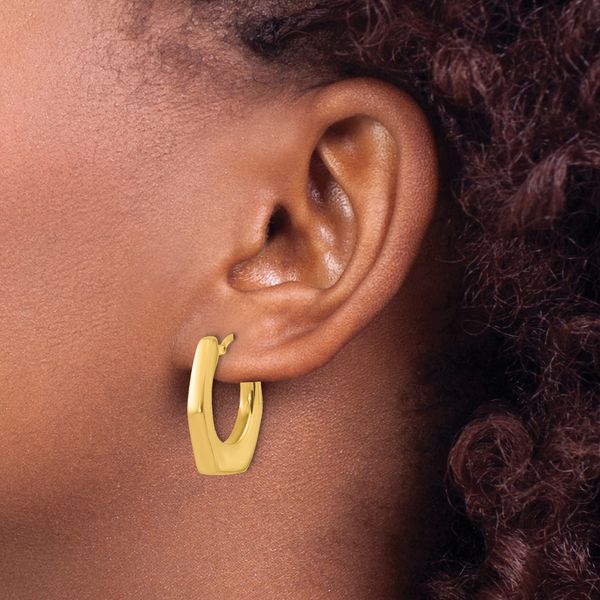 Leslie's 14K Polished Hollow Fancy Hoop Earrings - Image 3