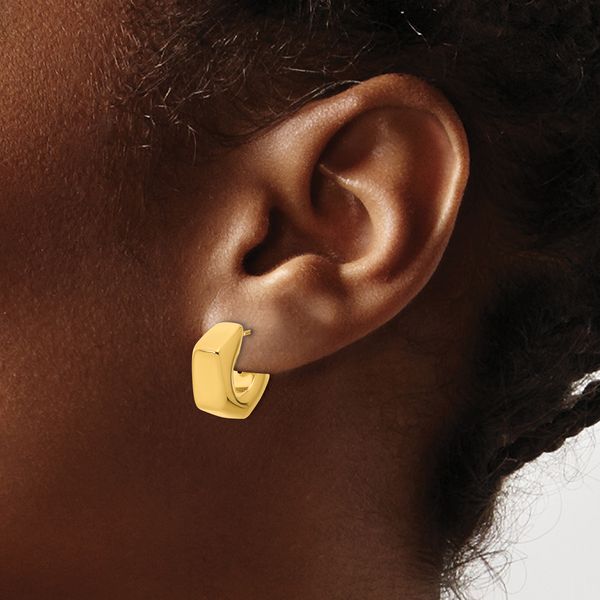 Leslie's 14K Polished Hollow J-Hoop Post Earrings - Image 3