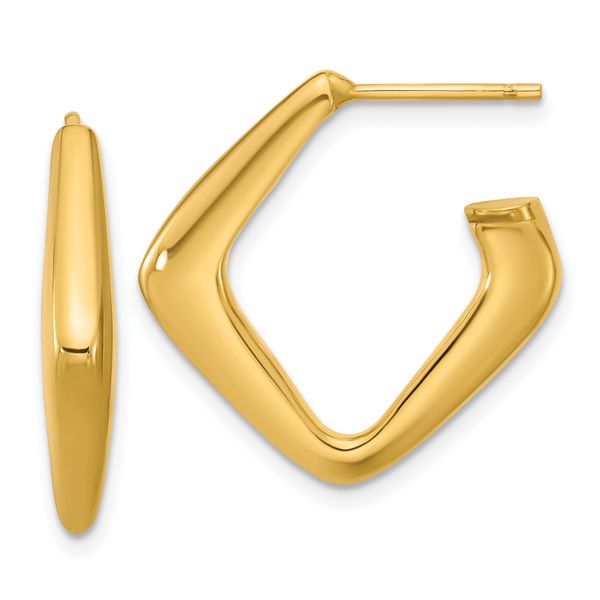 Leslie's 14K Polished Hollow J-Hoop Post Earrings