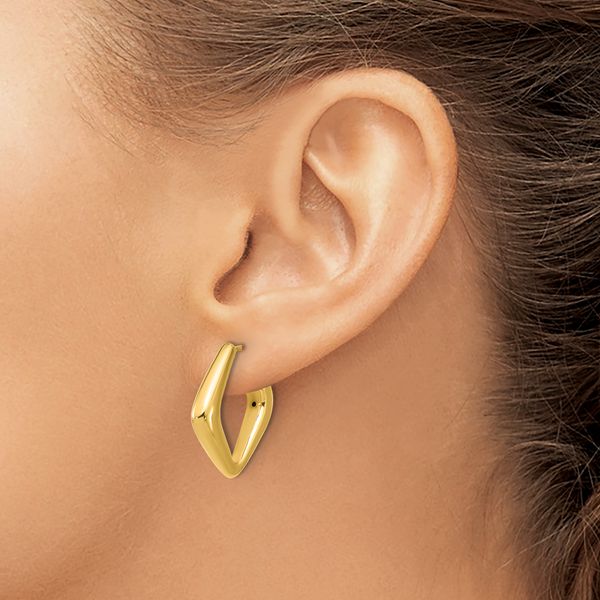 Leslie's 14K Polished Hollow J-Hoop Post Earrings - Image 3