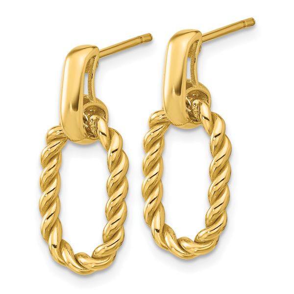 Leslie's 14K Polished and Twisted Oval Link Dangle Post Earrings - Image 2