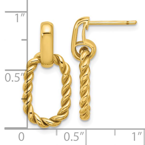 Leslie's 14K Polished and Twisted Oval Link Dangle Post Earrings - Image 5